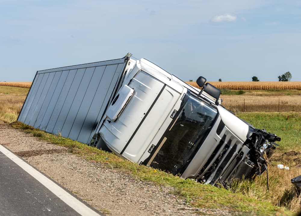 Truck damaged after accident in Miami, FL